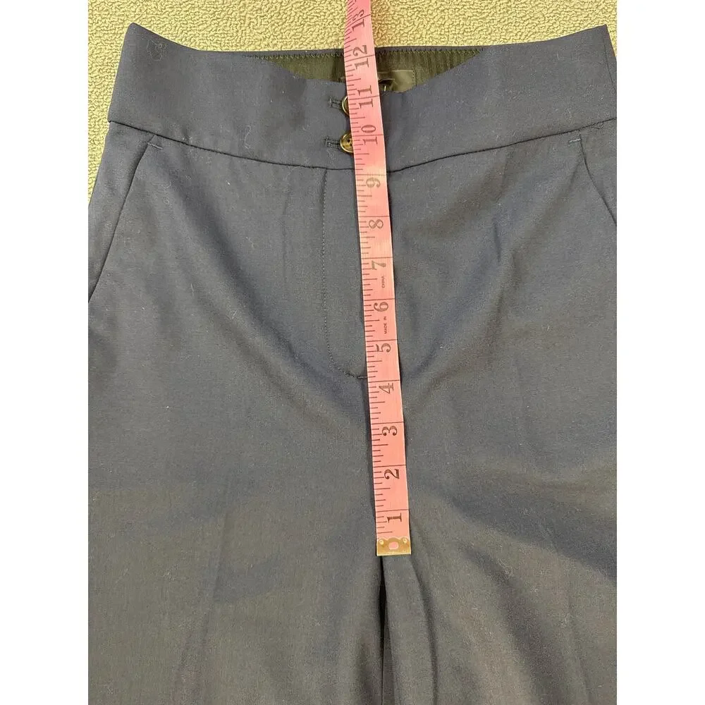 NWT J. Crew Dress Pant High Rise Wool Blend Career‎ Professional Navy Blue Sz 00